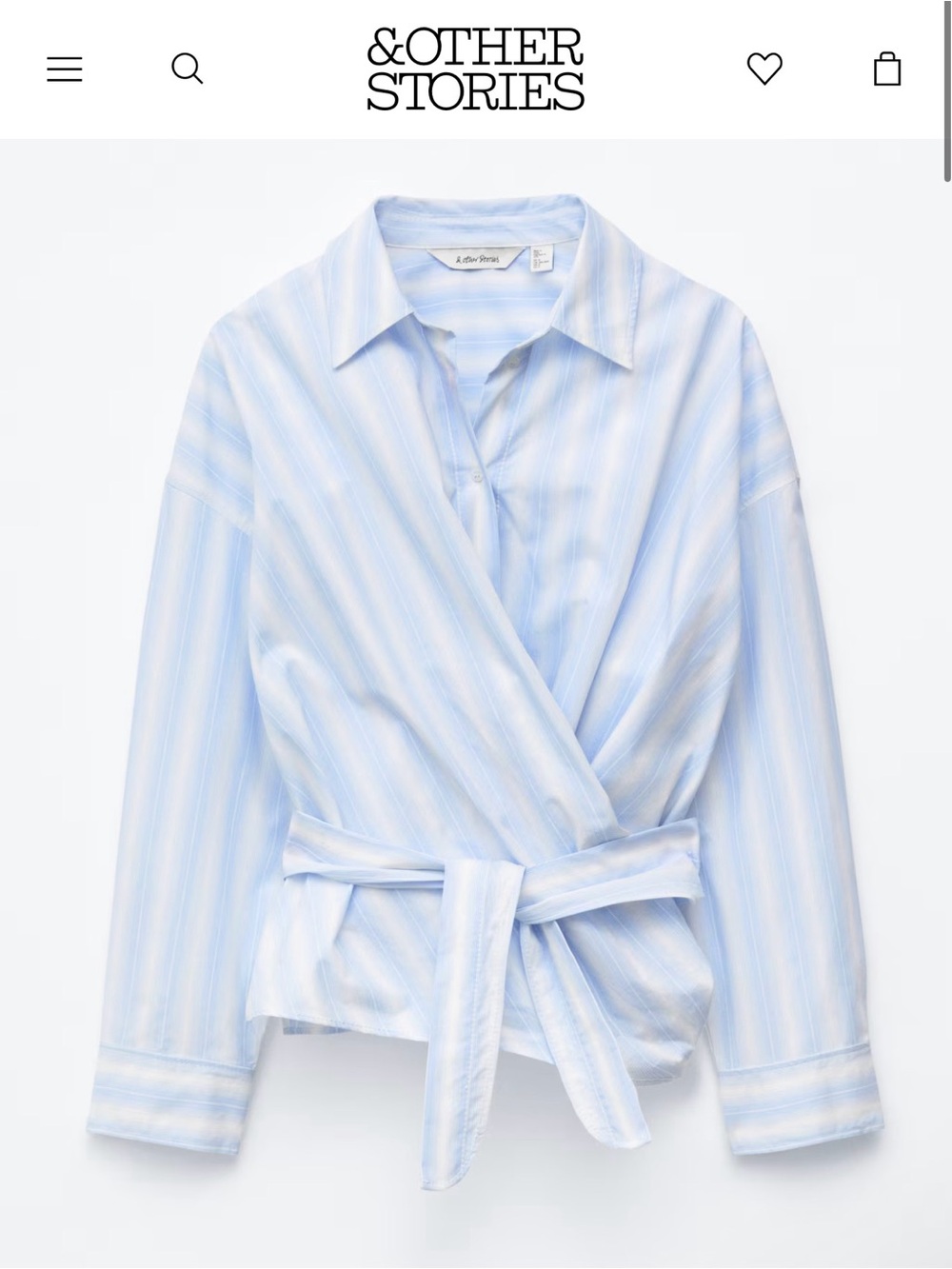 & Other Stories Tie-Waist Cotton Shirt & Blue & White Striped Blouse